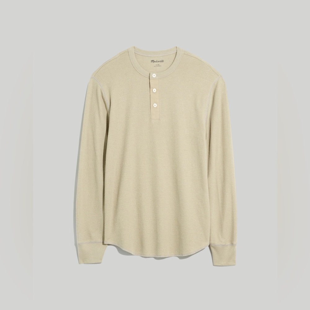 Madewell Cream Thermal Long Sleeve Quarter Button Henley Tee Size Large